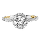 Artcarved Bridal Mounted with CZ Center Classic Lyric Halo Engagement Ring Theda 14K White Gold Primary & 14K Yellow Gold