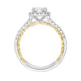 Artcarved Bridal Mounted with CZ Center Classic Lyric Halo Engagement Ring Theda 14K White Gold Primary & 14K Yellow Gold