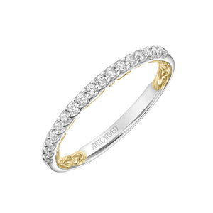 Artcarved Bridal Mounted with Side Stones Classic Lyric Diamond Wedding Band Theda 14K White Gold Primary & 14K Yellow Gold