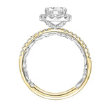 Artcarved Bridal Semi-Mounted with Side Stones Classic Lyric Halo Engagement Ring Winifred 14K Yellow Gold Primary & 14K White Gold