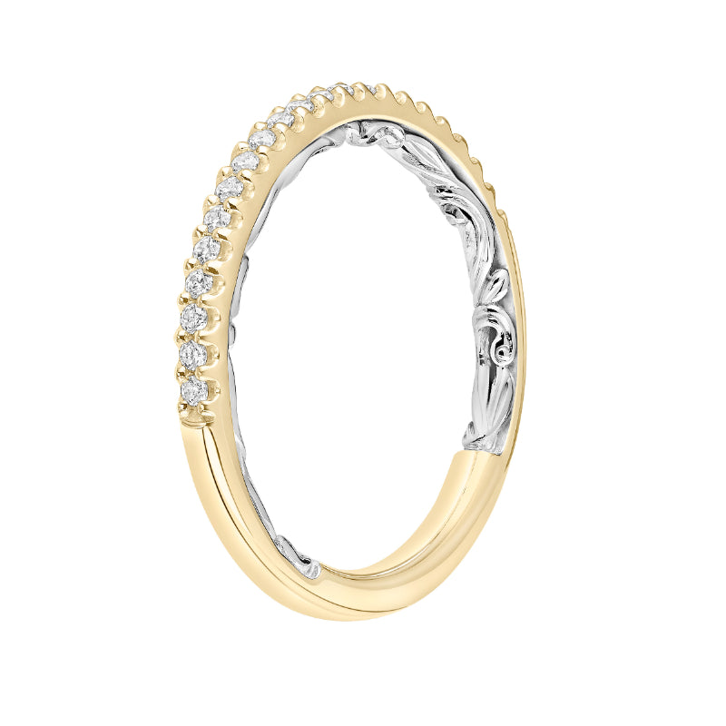 Artcarved Bridal Mounted with Side Stones Classic Lyric Diamond Wedding Band Winifred 14K Yellow Gold Primary & 14K White Gold