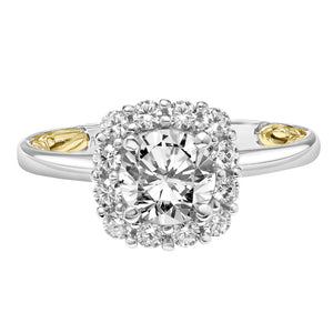 Artcarved Bridal Mounted with CZ Center Classic Lyric Halo Engagement Ring Courtney 14K White Gold Primary & 14K Yellow Gold