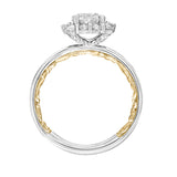 Artcarved Bridal Semi-Mounted with Side Stones Classic Lyric Halo Engagement Ring Courtney 14K White Gold Primary & 14K Yellow Gold