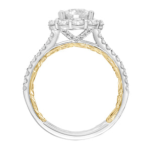 Artcarved Bridal Semi-Mounted with Side Stones Classic Lyric Engagement Ring Cici 14K White Gold Primary & 14K Yellow Gold