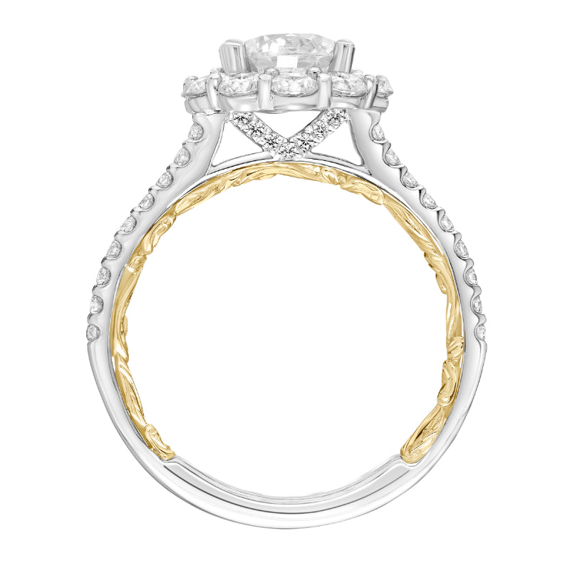 Artcarved Bridal Mounted with CZ Center Classic Lyric Engagement Ring Cici 14K White Gold Primary & 14K Yellow Gold