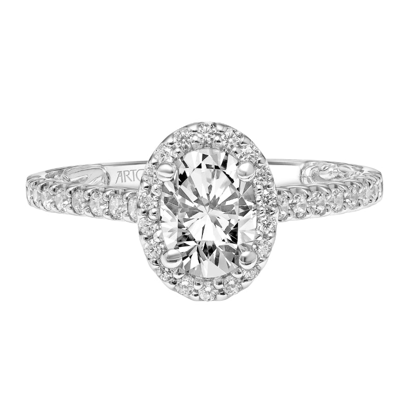 Artcarved Bridal Mounted with CZ Center Classic Lyric Halo Engagement Ring Falyn 14K White Gold