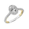 Artcarved Bridal Semi-Mounted with Side Stones Classic Lyric Halo Engagement Ring Falyn 14K White Gold Primary & 14K Yellow Gold
