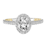 Artcarved Bridal Mounted with CZ Center Classic Lyric Halo Engagement Ring Falyn 18K White Gold Primary & 18K Yellow Gold