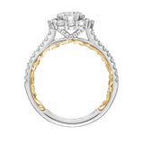 Artcarved Bridal Semi-Mounted with Side Stones Classic Lyric Halo Engagement Ring Cherise 14K White Gold Primary & 14K Yellow Gold