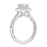 Artcarved Bridal Semi-Mounted with Side Stones Classic Lyric Halo Engagement Ring Haven 14K White Gold