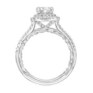 Artcarved Bridal Semi-Mounted with Side Stones Classic Lyric Halo Engagement Ring Haven 14K White Gold