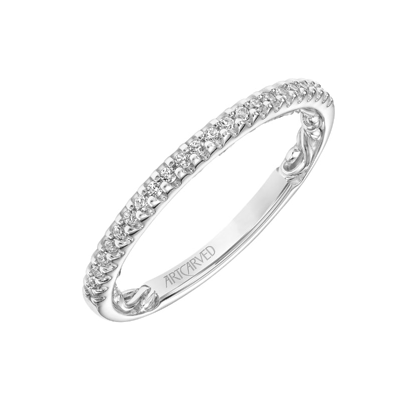 Artcarved Bridal Mounted with Side Stones Classic Lyric Diamond Wedding Band Haven 14K White Gold