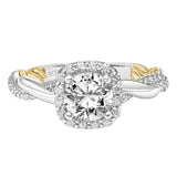 Artcarved Bridal Mounted with CZ Center Contemporary Lyric Halo Engagement Ring Ainsley 18K White Gold Primary & 18K Yellow Gold