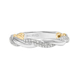 Artcarved Bridal Mounted with Side Stones Contemporary Lyric Diamond Wedding Band Ainsley 14K Yellow Gold Primary & 14K White Gold