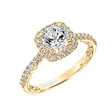 Artcarved Bridal Mounted with CZ Center Classic Lyric Halo Engagement Ring Mellie 14K Yellow Gold