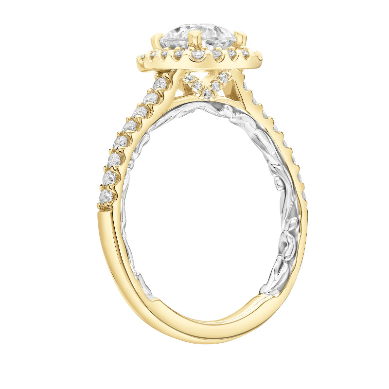 Artcarved Bridal Mounted with CZ Center Classic Lyric Halo Engagement Ring Mellie 14K Yellow Gold Primary & 14K White Gold