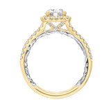 Artcarved Bridal Semi-Mounted with Side Stones Classic Lyric Halo Engagement Ring Mellie 14K Yellow Gold Primary & 14K White Gold