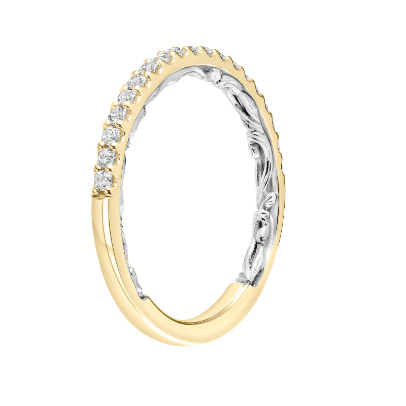 Artcarved Bridal Mounted with Side Stones Classic Lyric Diamond Wedding Band Mellie 14K White Gold Primary & 14K Yellow Gold