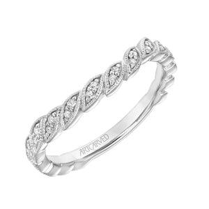 Artcarved Bridal Mounted with Side Stones Floral Diamond Wedding Band Bellarose 14K White Gold