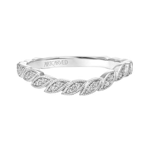 Artcarved Bridal Mounted with Side Stones Floral Diamond Wedding Band Bellarose 18K White Gold