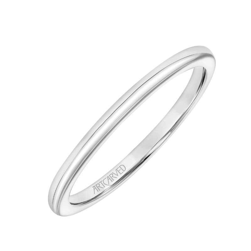 Artcarved Bridal Band No Stones Classic Solitaire Wedding Band Missy 14K White Gold