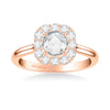 Artcarved Bridal Mounted Mined Live Center Classic Rose Goldcut Halo Engagement Ring Irma 18K Rose Gold