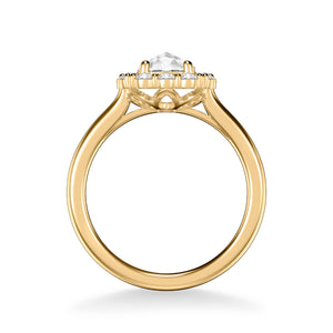 Artcarved Bridal Mounted Mined Live Center Classic Rose Goldcut Halo Engagement Ring Irma 18K Yellow Gold