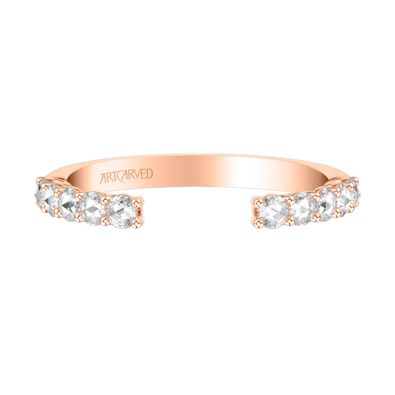 Artcarved Bridal Mounted with Side Stones Classic Rose Goldcut Diamond Wedding Band Irma 18K Rose Gold