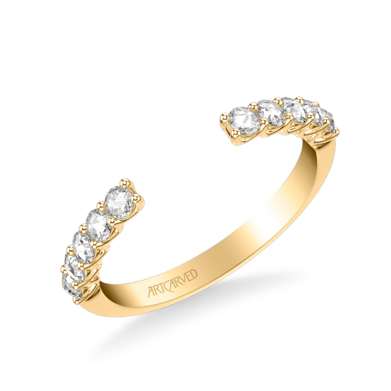 Artcarved Bridal Mounted with Side Stones Classic Rose Goldcut Diamond Wedding Band Irma 14K Yellow Gold