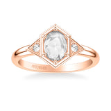 Artcarved Bridal Mounted Mined Live Center Contemporary Rose Goldcut 3-Stone Engagement Ring Alice 14K Rose Gold