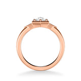 Artcarved Bridal Mounted Mined Live Center Contemporary Rose Goldcut 3-Stone Engagement Ring Alice 14K Rose Gold