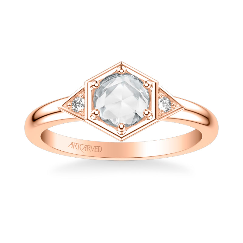 Artcarved Bridal Mounted Mined Live Center Engagement Ring Truddy 14K Rose Gold