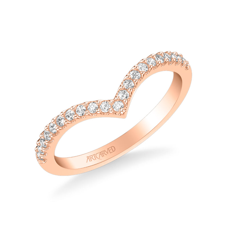 Artcarved Bridal Mounted with Side Stones Contemporary Rose Goldcut Diamond Wedding Band Truddy 14K Rose Gold