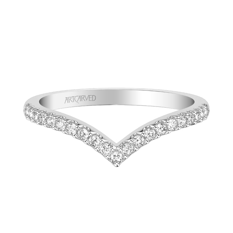 Artcarved Bridal Mounted with Side Stones Wedding Band 18K White Gold