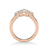 Artcarved Bridal Mounted Mined Live Center Classic Rose Goldcut 3-Stone Engagement Ring 18K Rose Gold