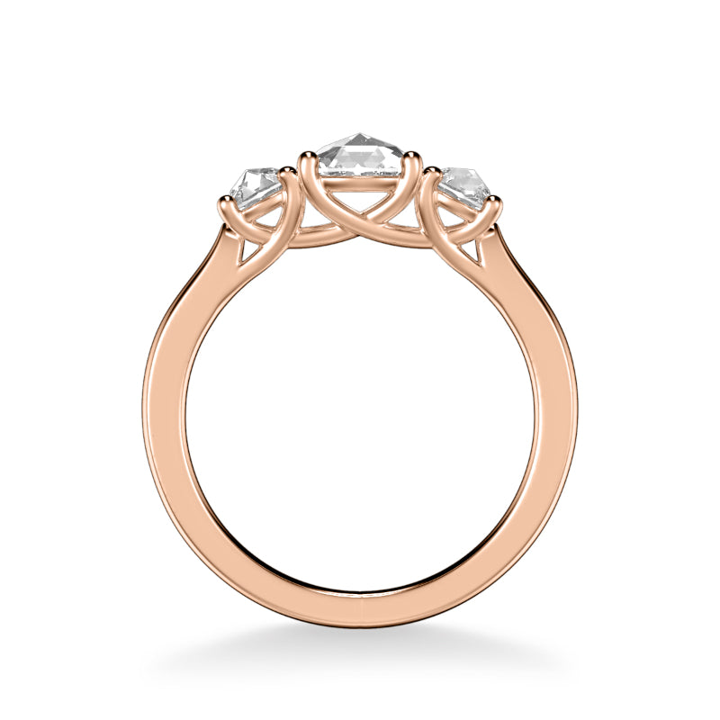 Artcarved Bridal Mounted Mined Live Center Classic Rose Goldcut 3-Stone Engagement Ring Belinda 14K Rose Gold