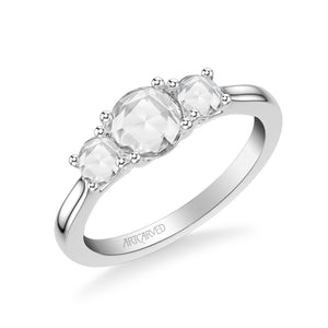 Artcarved Bridal Mounted Mined Live Center Classic Rose Goldcut 3-Stone Engagement Ring Belinda 14K White Gold