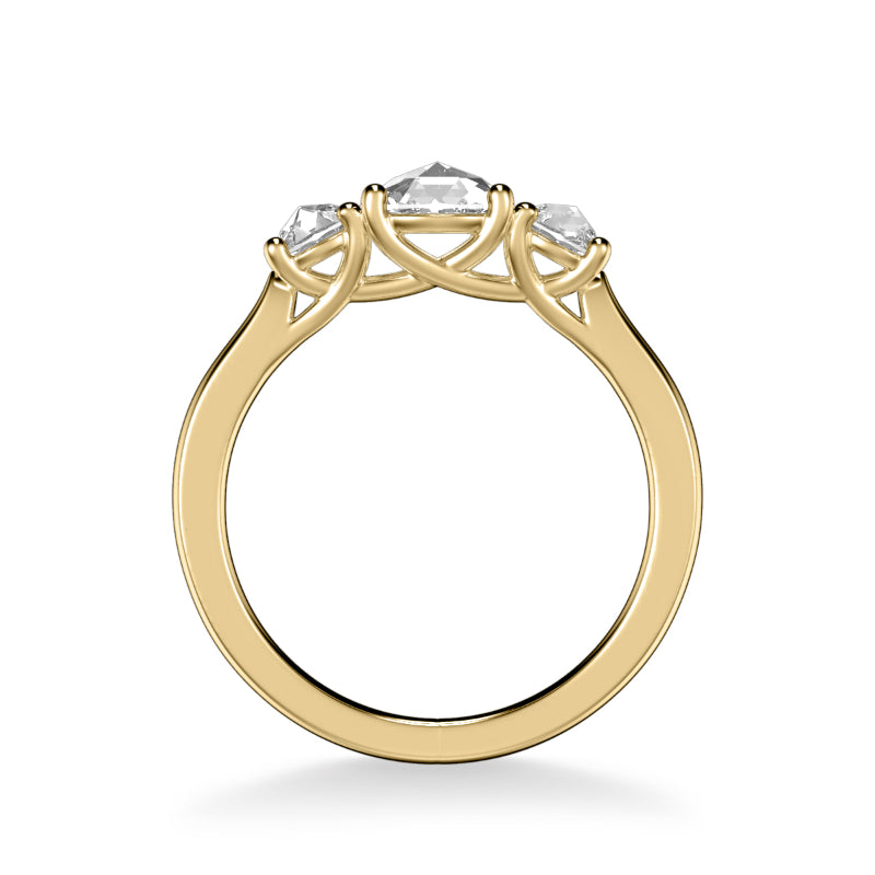 Artcarved Bridal Mounted Mined Live Center Classic Rose Goldcut 3-Stone Engagement Ring 18K Yellow Gold