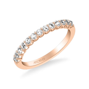 Artcarved Bridal Mounted with Side Stones Classic Rose Goldcut Diamond Wedding Band 18K Rose Gold