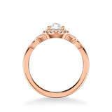 Artcarved Bridal Mounted Mined Live Center Contemporary Rose Goldcut Halo Engagement Ring Isabella 14K Rose Gold