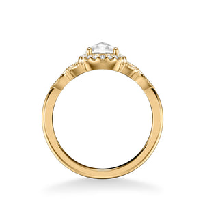 Artcarved Bridal Mounted Mined Live Center Contemporary Rose Goldcut Halo Engagement Ring 18K Yellow Gold