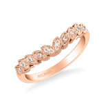 Artcarved Bridal Mounted with Side Stones Contemporary Rose Goldcut Diamond Wedding Band Florence 14K Rose Gold