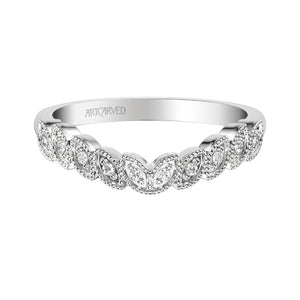 Artcarved Bridal Mounted with Side Stones Wedding Band 18K White Gold