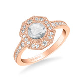 Artcarved Bridal Mounted Mined Live Center Vintage Rose Goldcut Halo Engagement Ring 18K Rose Gold