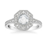 Artcarved Bridal Mounted Mined Live Center Vintage Rose Goldcut Halo Engagement Ring 18K White Gold
