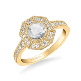 Artcarved Bridal Mounted Mined Live Center Vintage Rose Goldcut Halo Engagement Ring Ornella 14K Yellow Gold