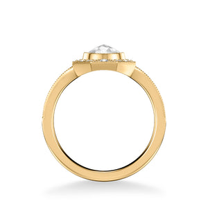 Artcarved Bridal Mounted Mined Live Center Vintage Rose Goldcut Halo Engagement Ring Ornella 14K Yellow Gold