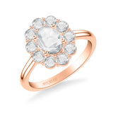 Artcarved Bridal Mounted Mined Live Center Classic Rose Goldcut Halo Engagement Ring Valentina 14K Rose Gold