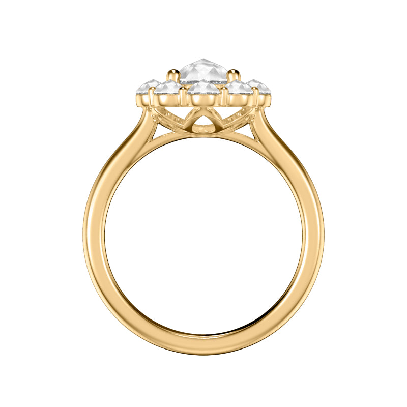 Artcarved Bridal Mounted Mined Live Center Classic Rose Goldcut Halo Engagement Ring Valentina 14K Yellow Gold