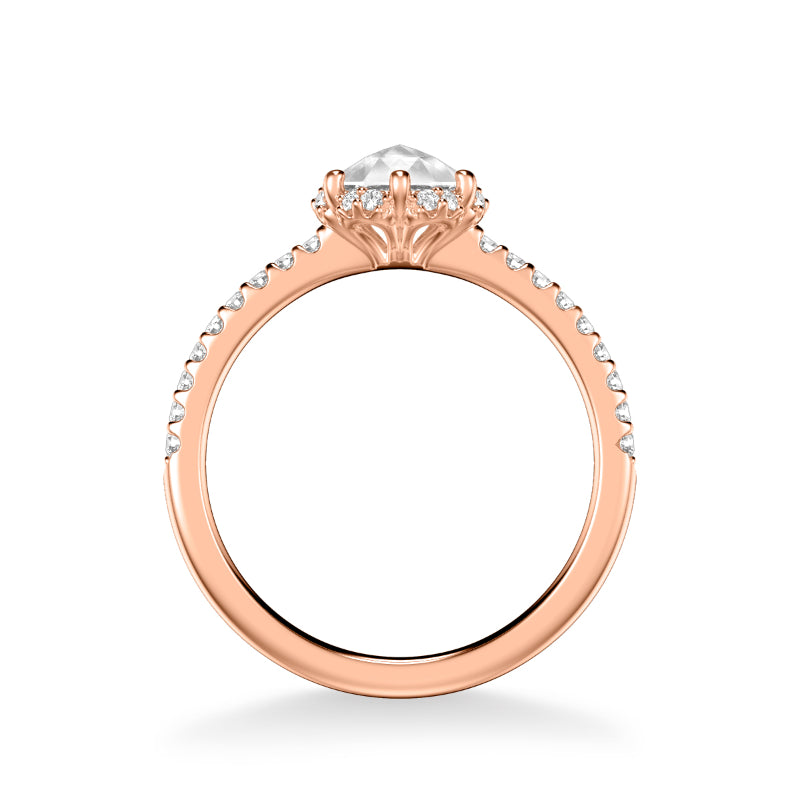 Artcarved Bridal Mounted Mined Live Center Classic Rose Goldcut Halo Engagement Ring Paula 14K Rose Gold